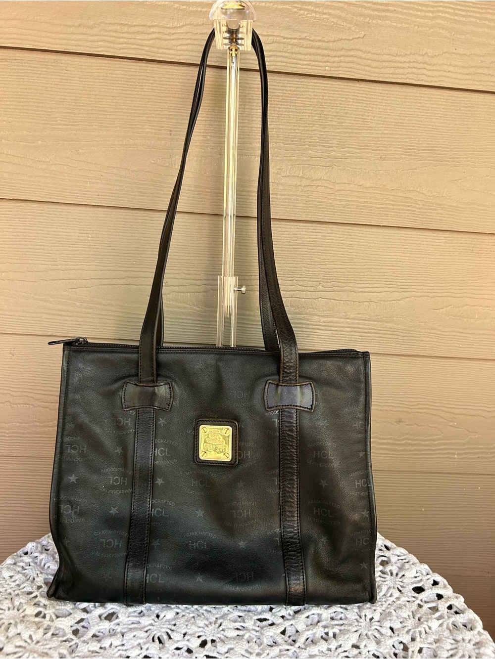 Vintage HCL (Handcrafted Leather Goods) monogram tote bag